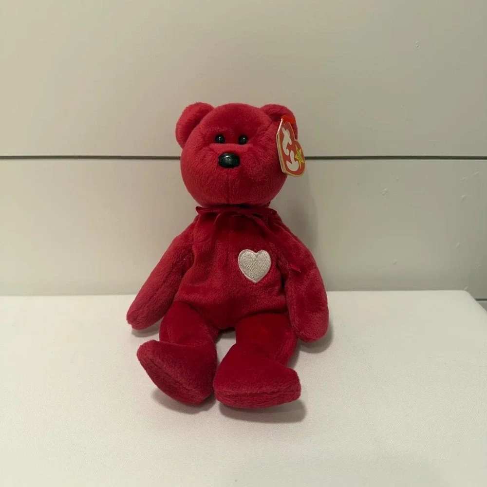 Ty Beanie Babies Valentina Bear Red Valentine Plush Heart Tag 1998 PE Pellets